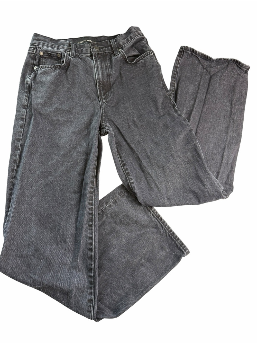 Denim Forum Farrah high rise leg 100% cotton washed black jeans size 25 - Picture 2 of 6
